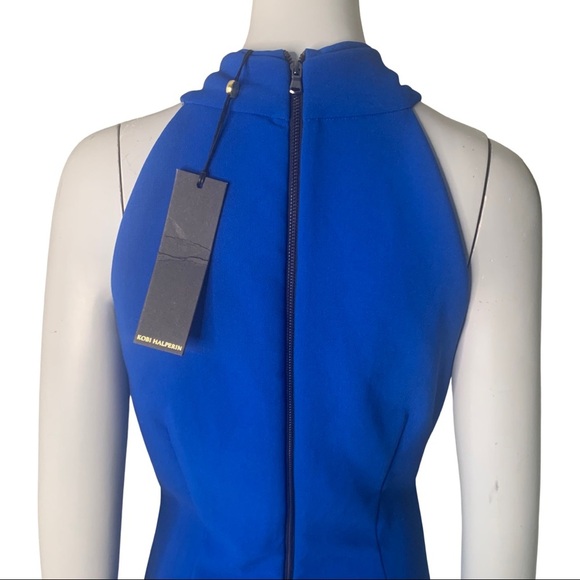 NWT KOBI HALPERIN Prima Cross Front Halter Dress Ponte Knit Azure Blue Size M - Picture 12 of 15